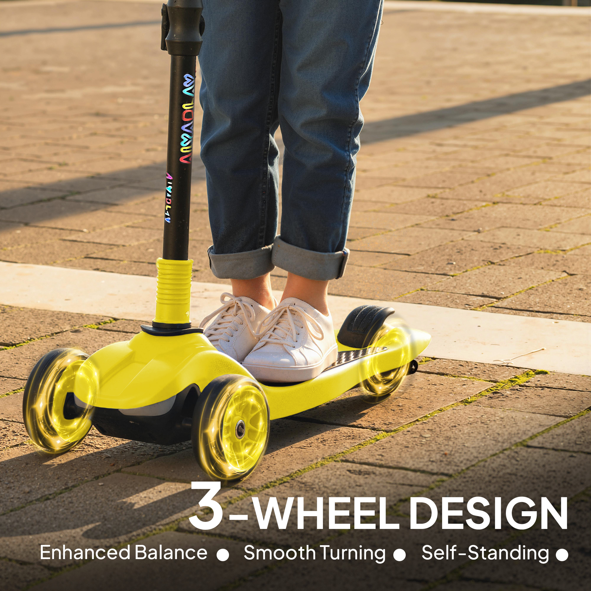 Three-Wheel Foldable Electric Scooter For Kids Aged 6-10 Years, Yellow - Image 5