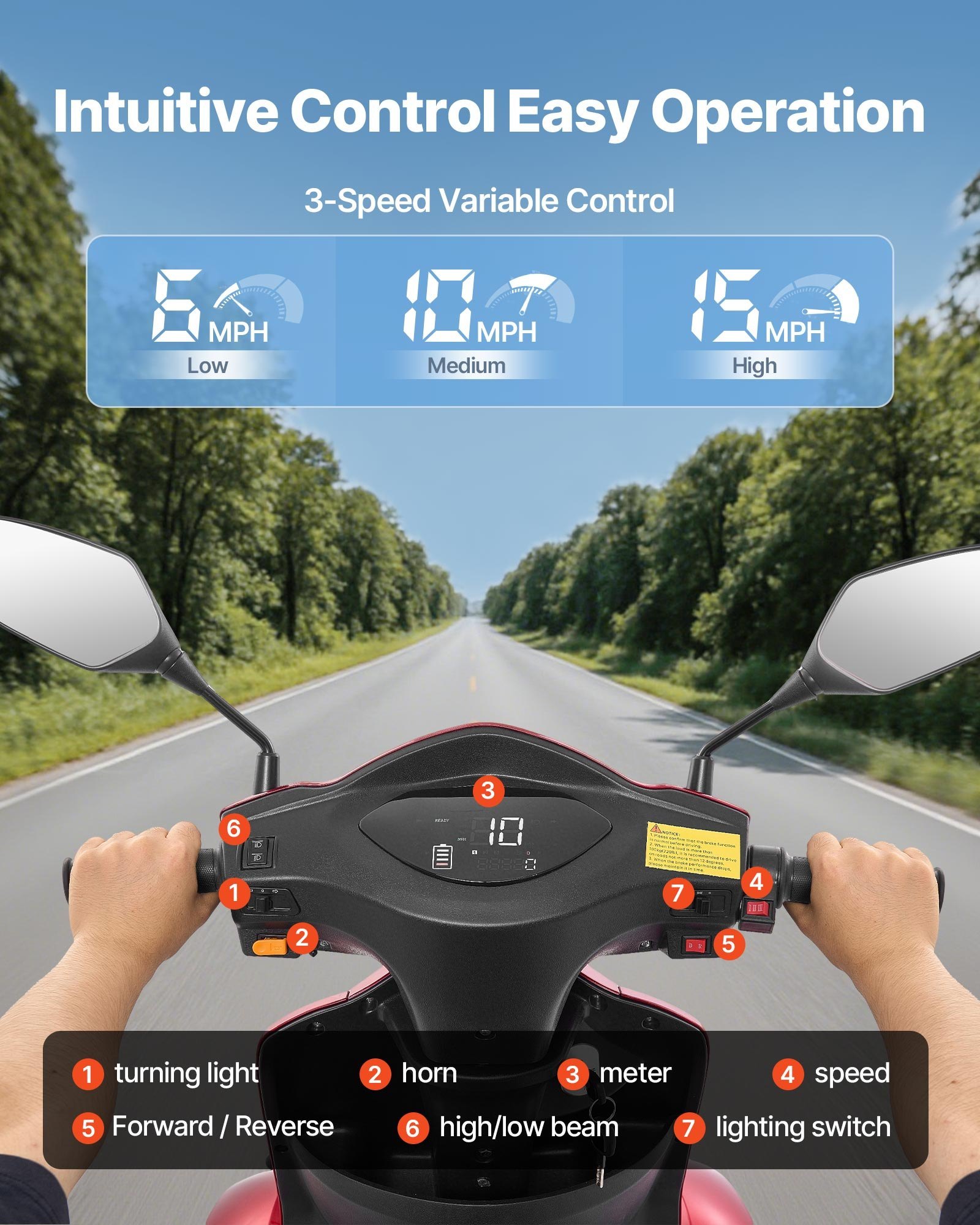 Heavy Duty 4-Wheel Mobility Scooters For Seniors & Adults, 500lbs Capacity, 21.5 Miles 3-Speed Long Range, 1000W All Terrain Electric Recreational Scooter Wheelchair, 20° Max Climbing Capacity - Image 2