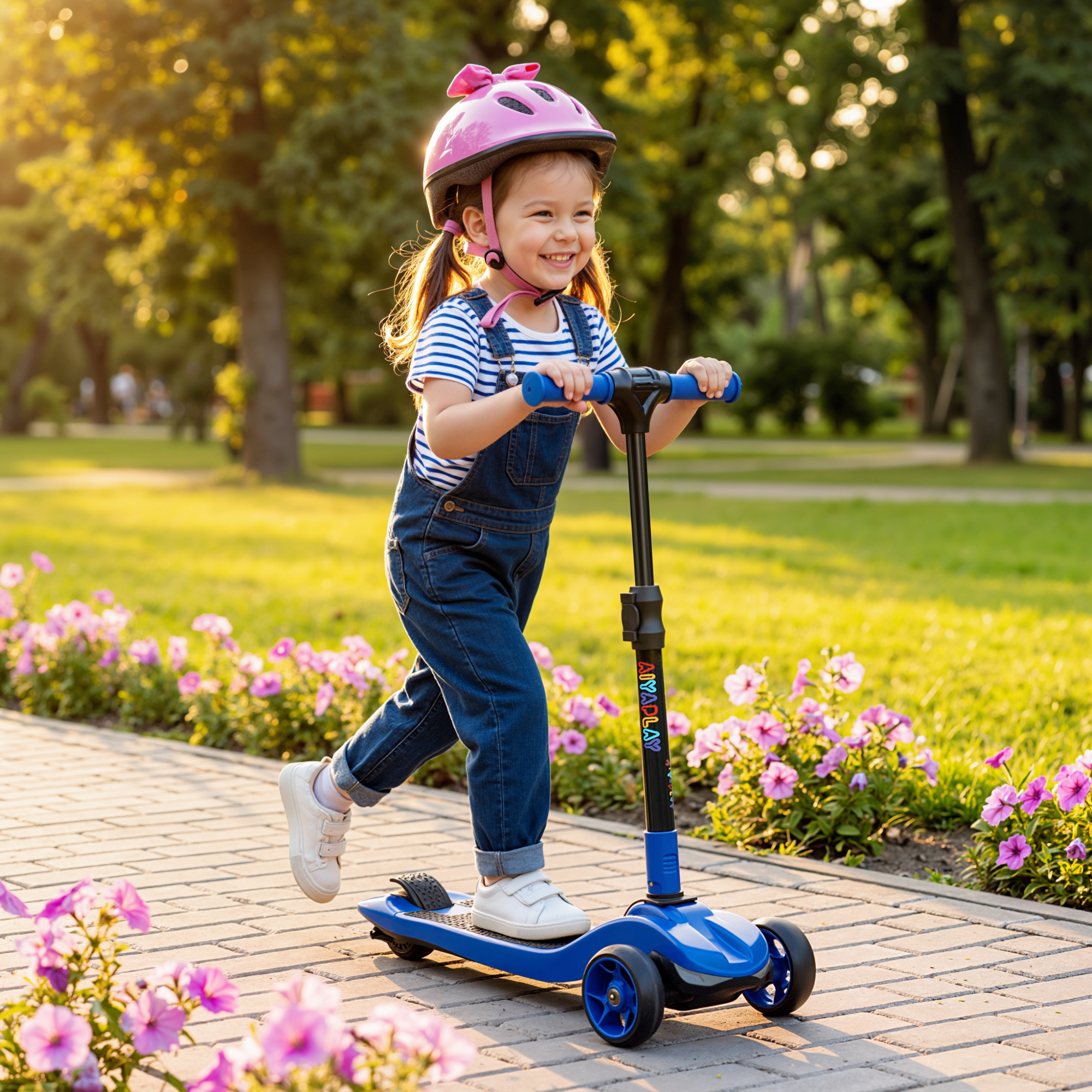 Three-Wheel Foldable Electric Scooter For Kids Aged 6-10 Years, Blue - Image 2