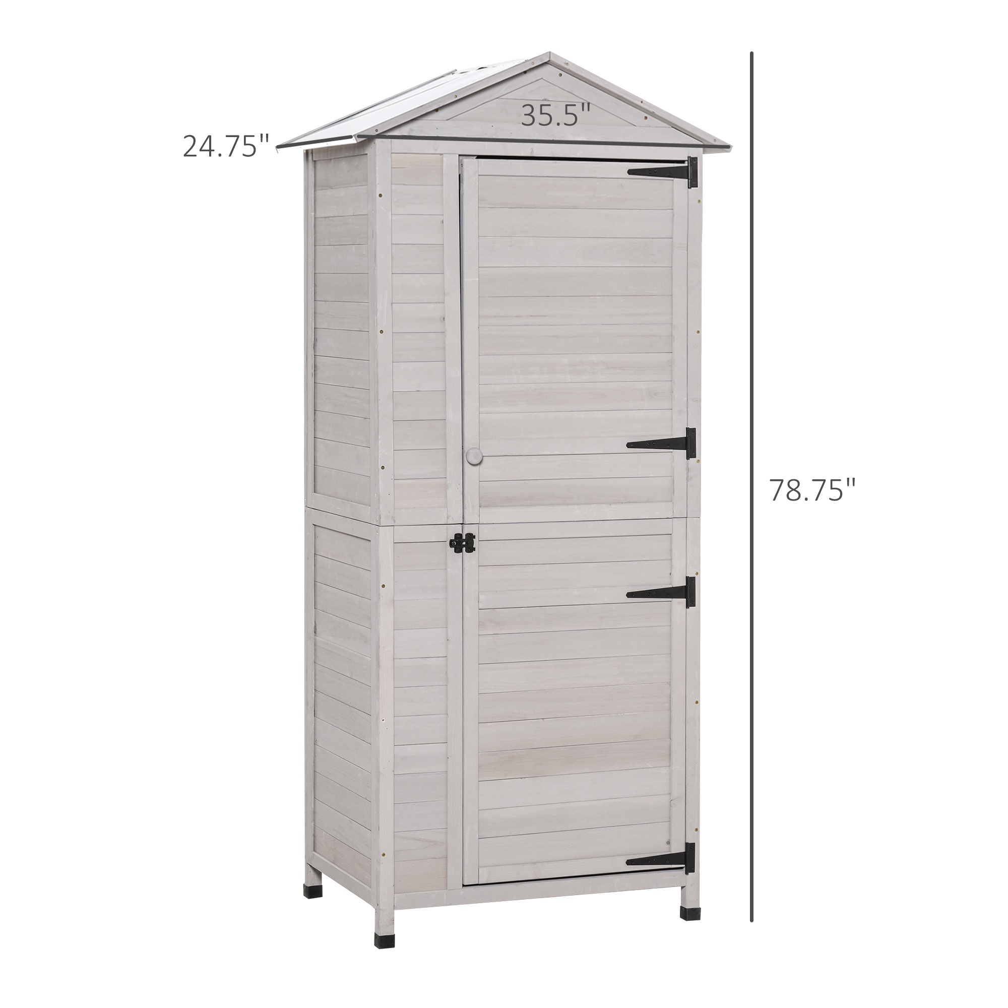 Wooden Garden Cabinet 4-Tier Storage Shed Lockable Organizer w/ Foot Pad Handle - Image 3