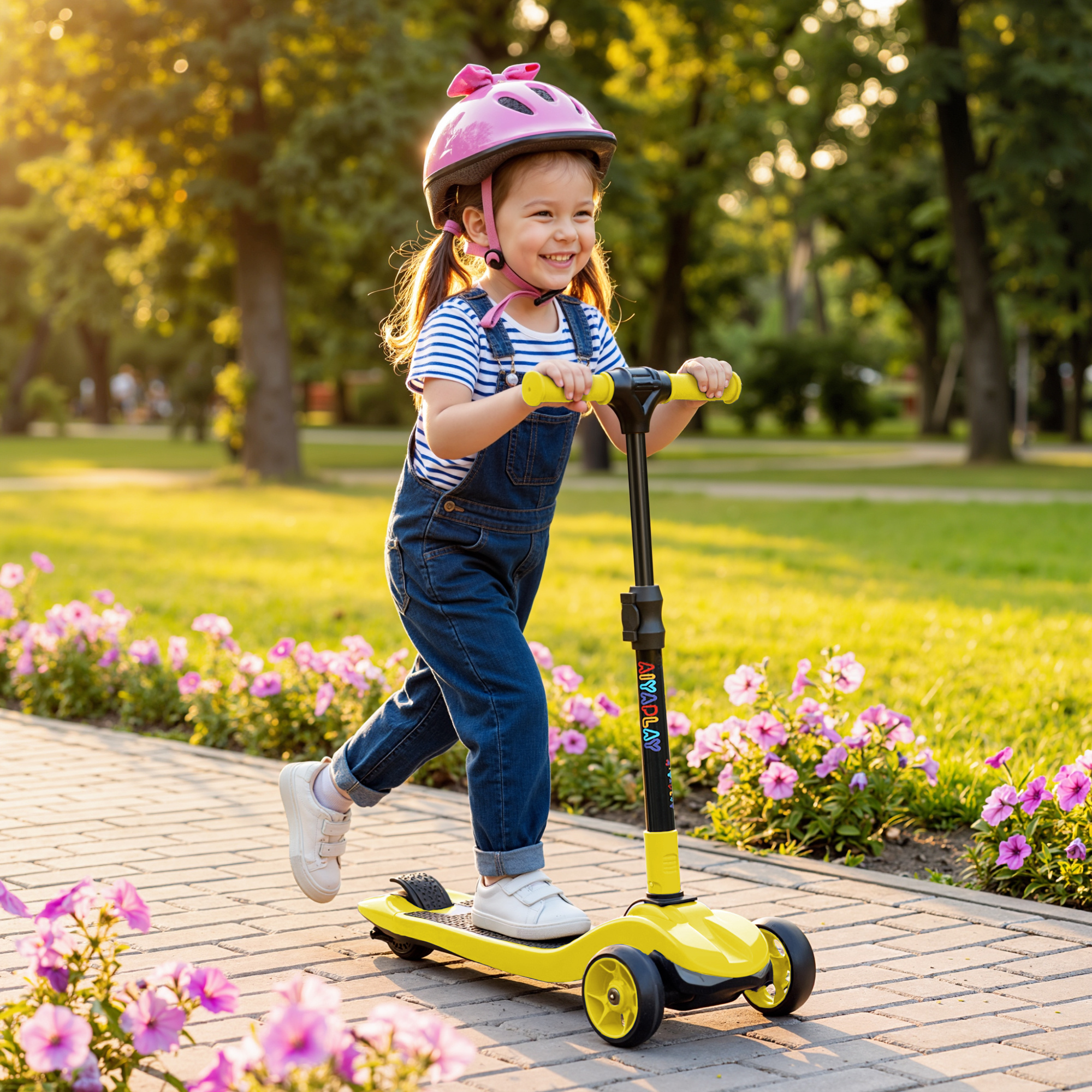Three-Wheel Foldable Electric Scooter For Kids Aged 6-10 Years, Yellow - Image 2