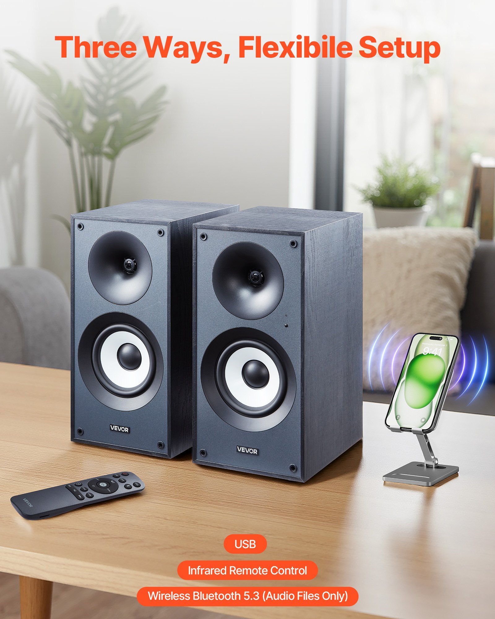 Active Powered Bookshelf Studio Monitor Speakers 25W X2 Bluetooth Coaxial Stereo - Image 4