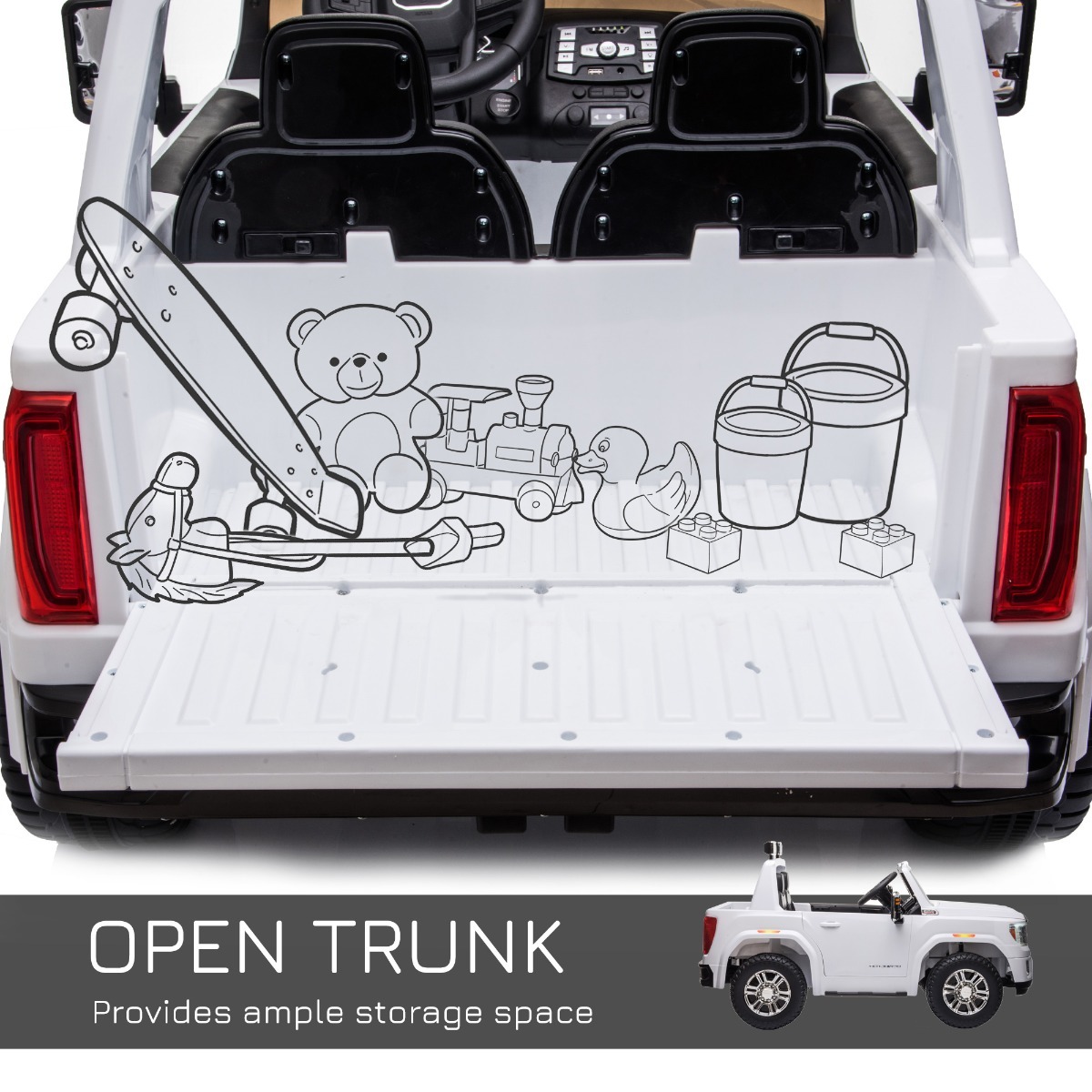 12V Battery Kids GMC Sierra HD Ride On Toy With Remote Control, Bright Headlights & Working Suspension - White