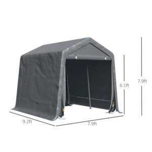 Garden Garage Storage Tent, Metal Frame Bike Shed W Zipper Doors