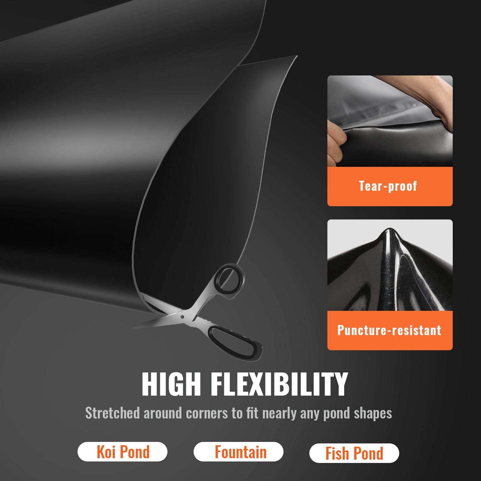 Pond Liner, 10 X 15 Ft 45 Mil Thickness, Pliable EPDM Material Pond Skins, Easy Cutting Underlayment For Fish Or Koi Ponds, Water Features, Waterfall Base , Fountains, Water Gardens, Black - Image 4