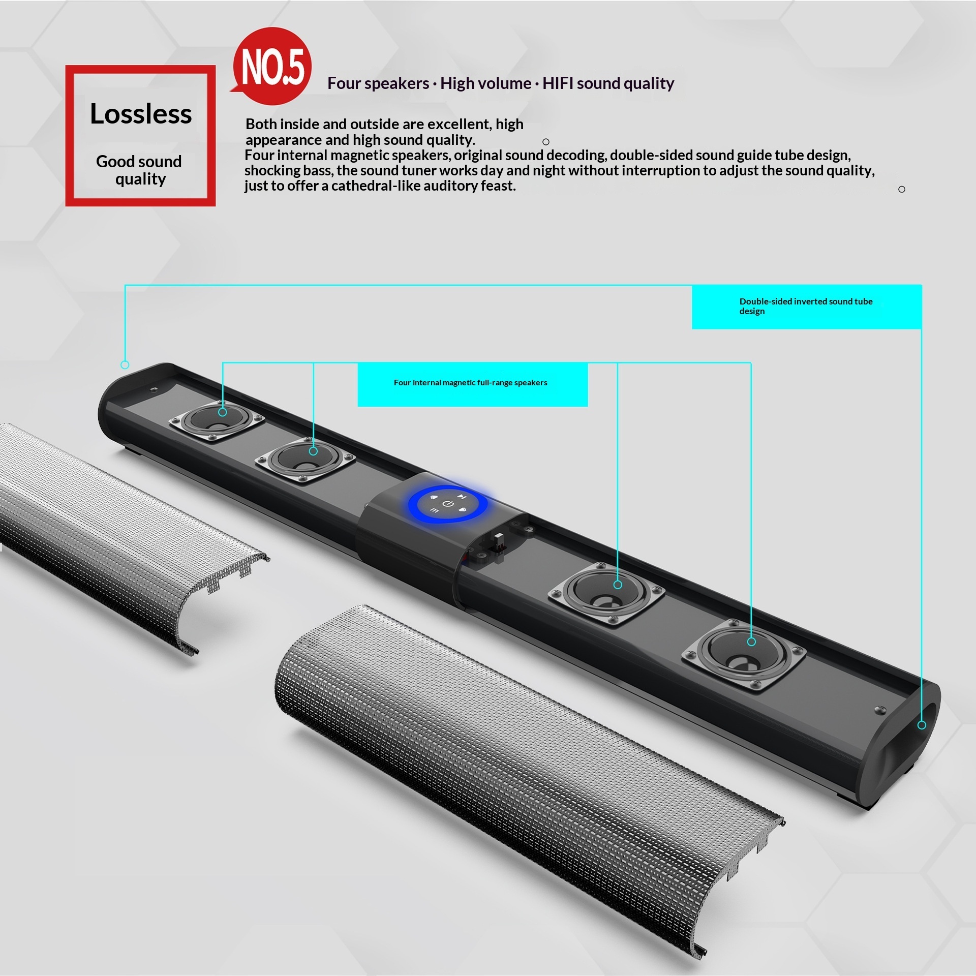 Bluetooth Speaker Wireless Card-Reading Long Strip Wall-Mounted Home Theater Audio System - Image 6