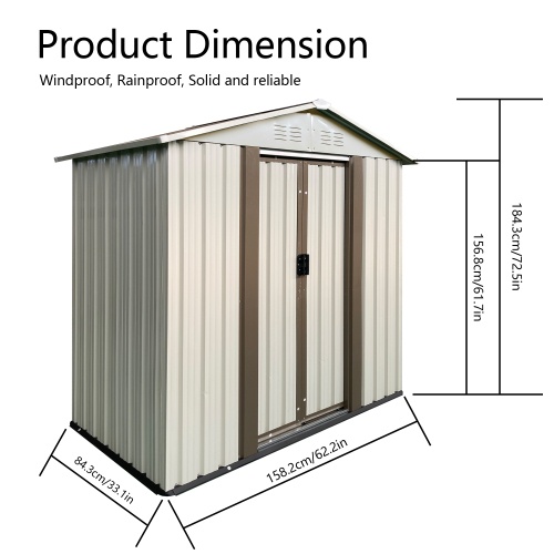 Outdoor Storage Garden Shed 5FTx3FT Roof White - Image 4