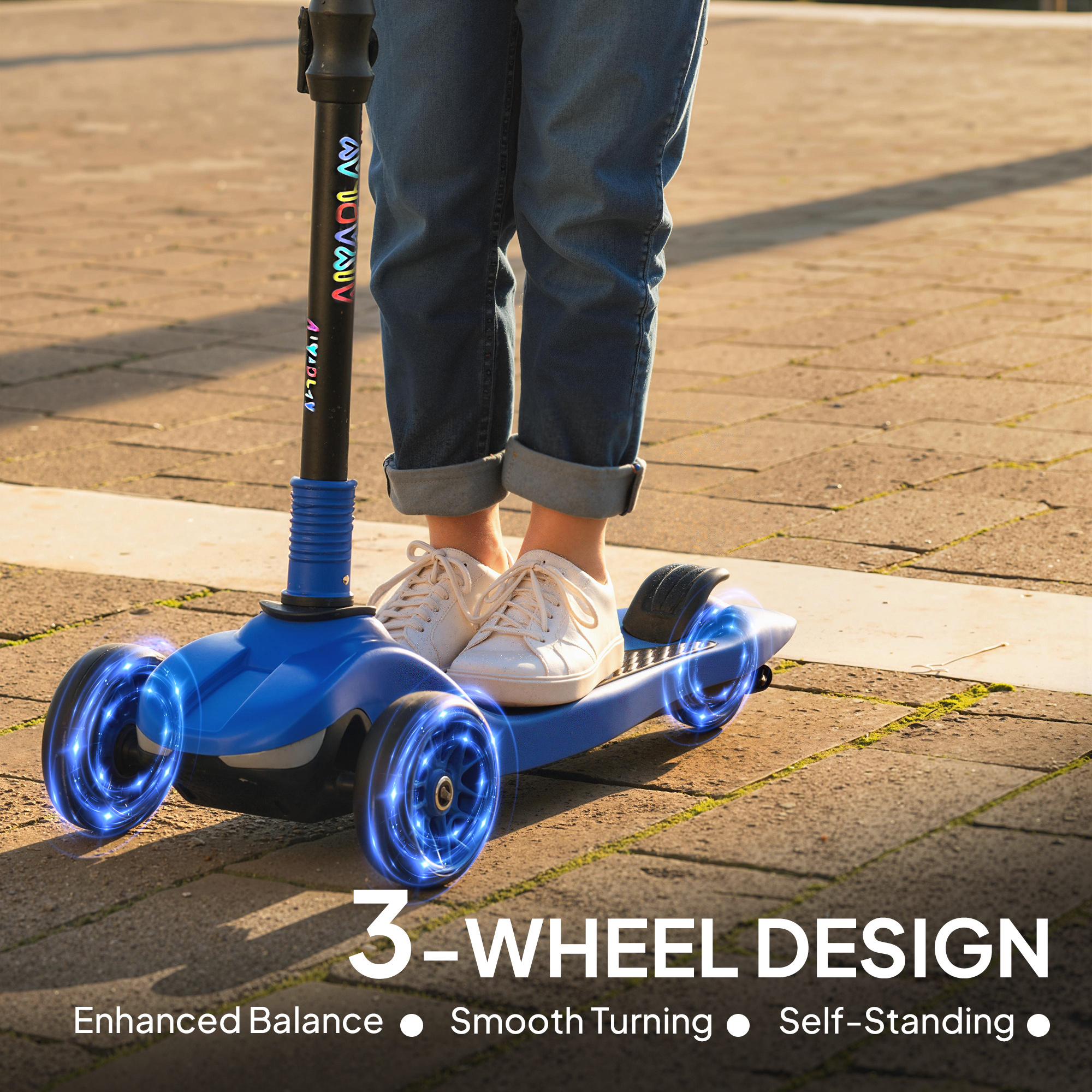 Three-Wheel Foldable Electric Scooter For Kids Aged 6-10 Years, Blue - Image 5