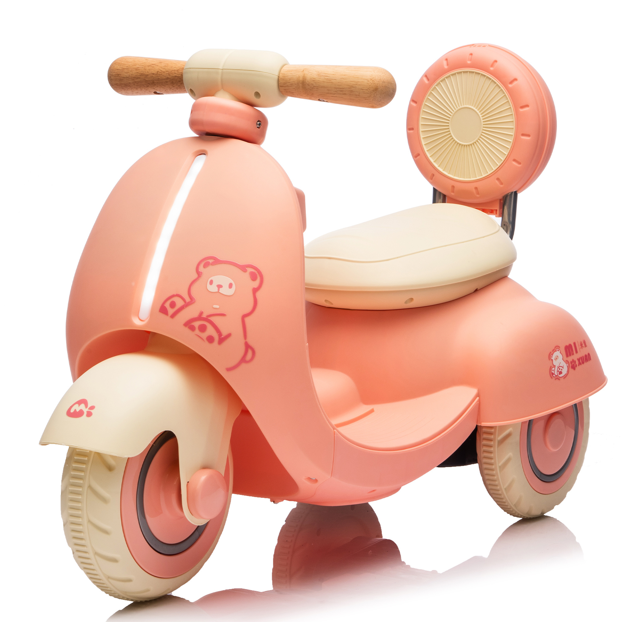 12V Kids Ride On Electric Motorcycle,Toddler Scooter W Parents Control,Three-Wheel Stable Design,Special Wooden Handle,Smoother Output And Slow Start&Stop,More Suitable For 1-3 Years BABY's First Toy.