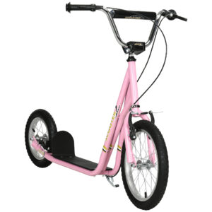 Kids Scooter, Teen Kick Scooter With Rubber Wheels, 16" Front Wheel, Height Adjustable Handlebar, Dual Brakes, Kick Stand, For 5+ Years, Pink