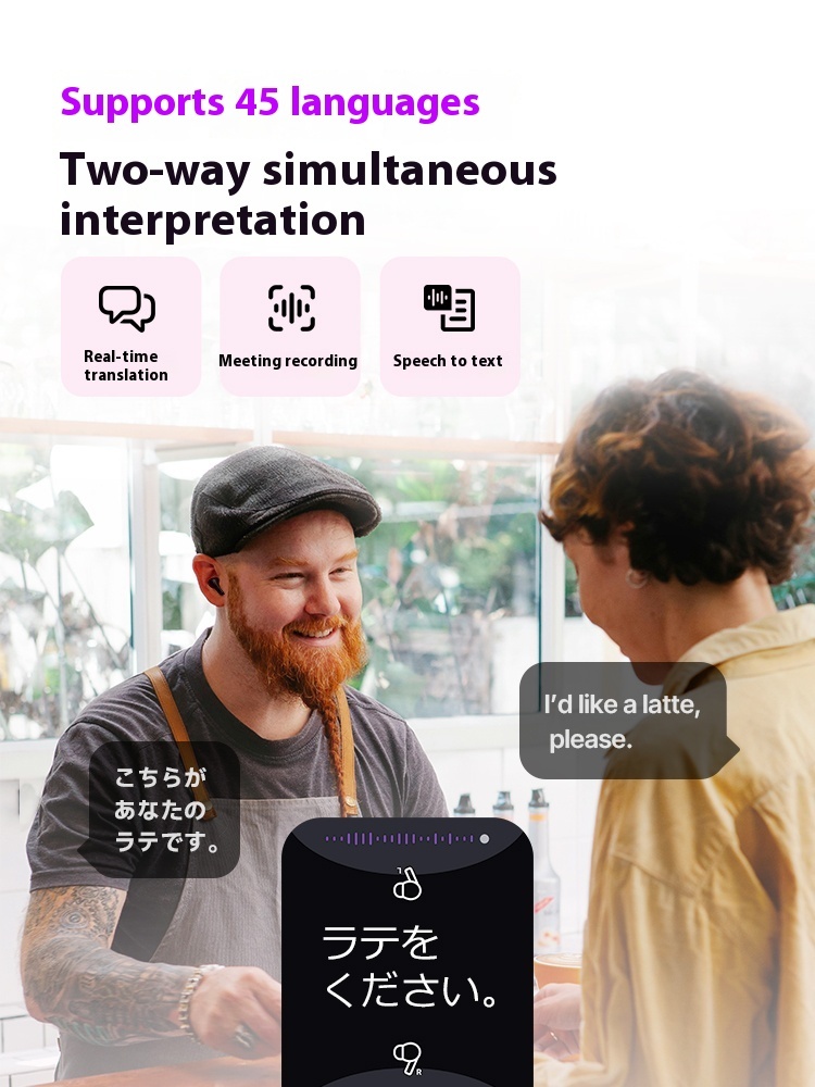 Intelligent AI Bluetooth-compatible Earphone Noise Reduction Real-time Translation - Image 4