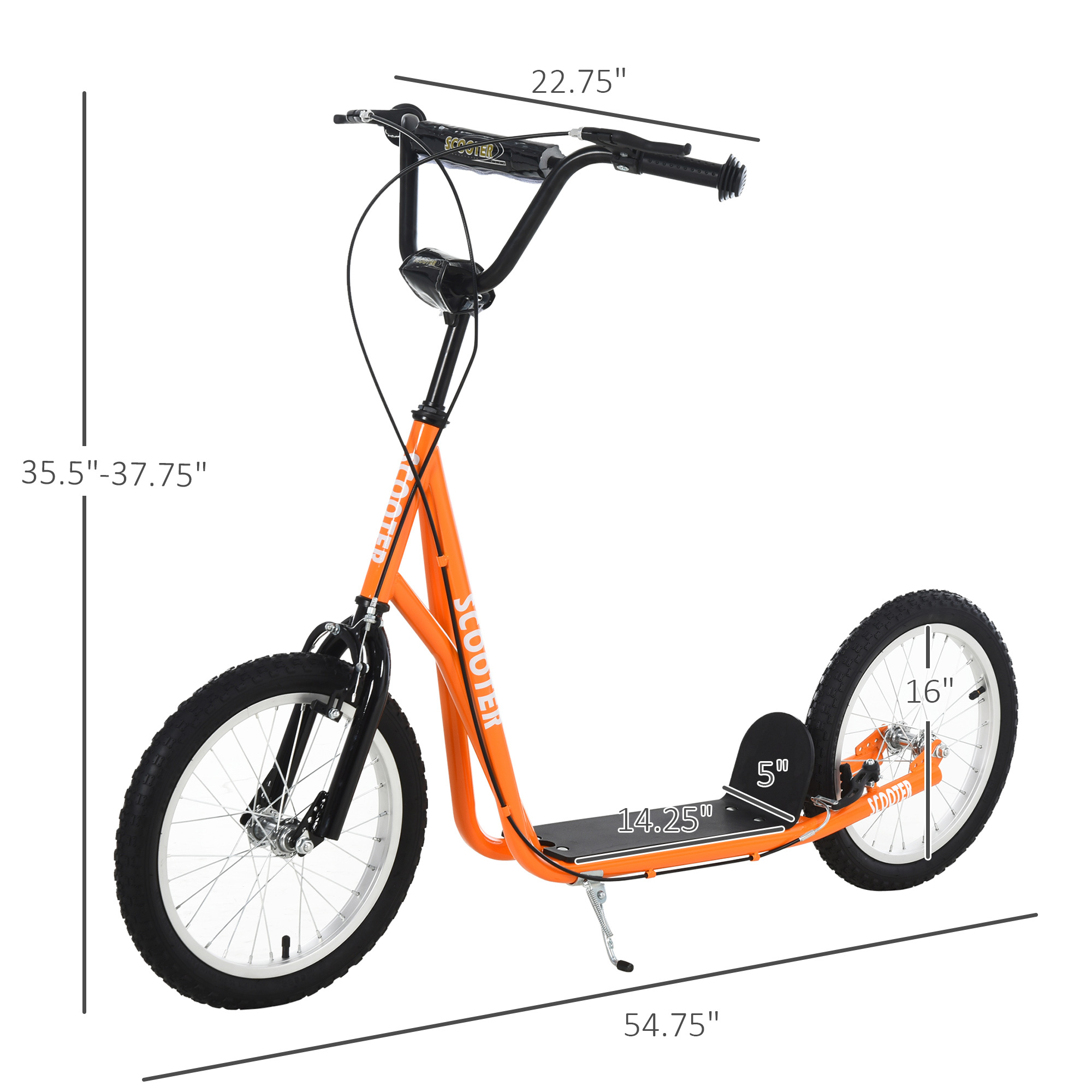 Youth Scooter Kick Scooter for Kids 5+ with Adjustable Handlebar Front and Rear Dual Brakes, Orange - Image 8