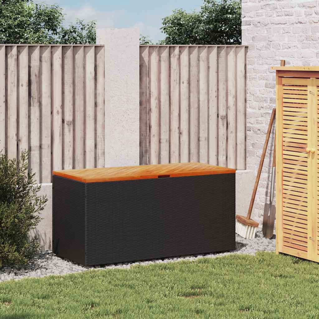 Garden Chest 110x Poly Rattan Acacia Wood Garden Chest - Image 3