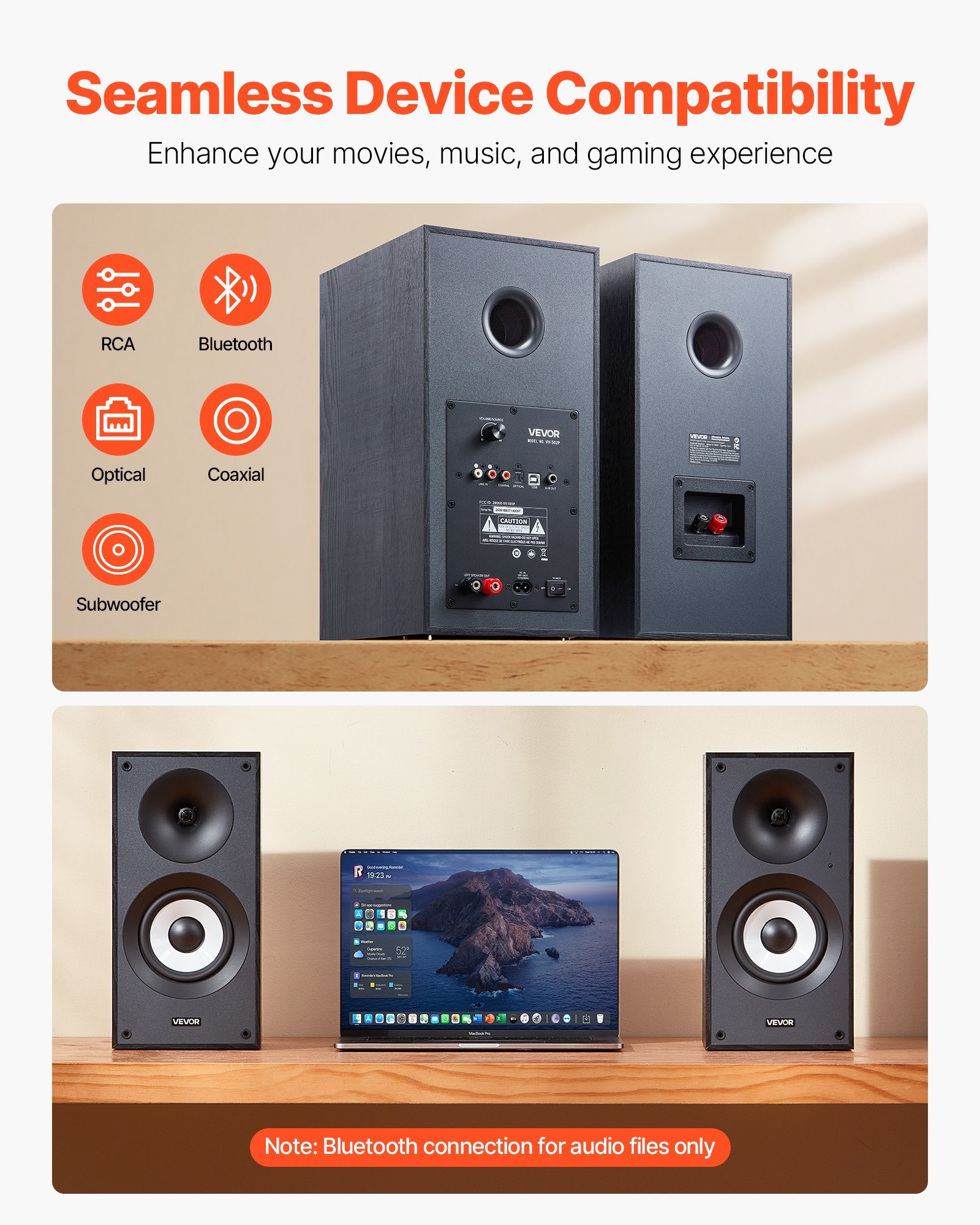 Active Powered Bookshelf Studio Monitor Speakers 25W X2 Bluetooth Coaxial Stereo - Image 2