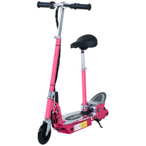 Foldable Powered Scooter With Adjustable Seat, Brake, Pink