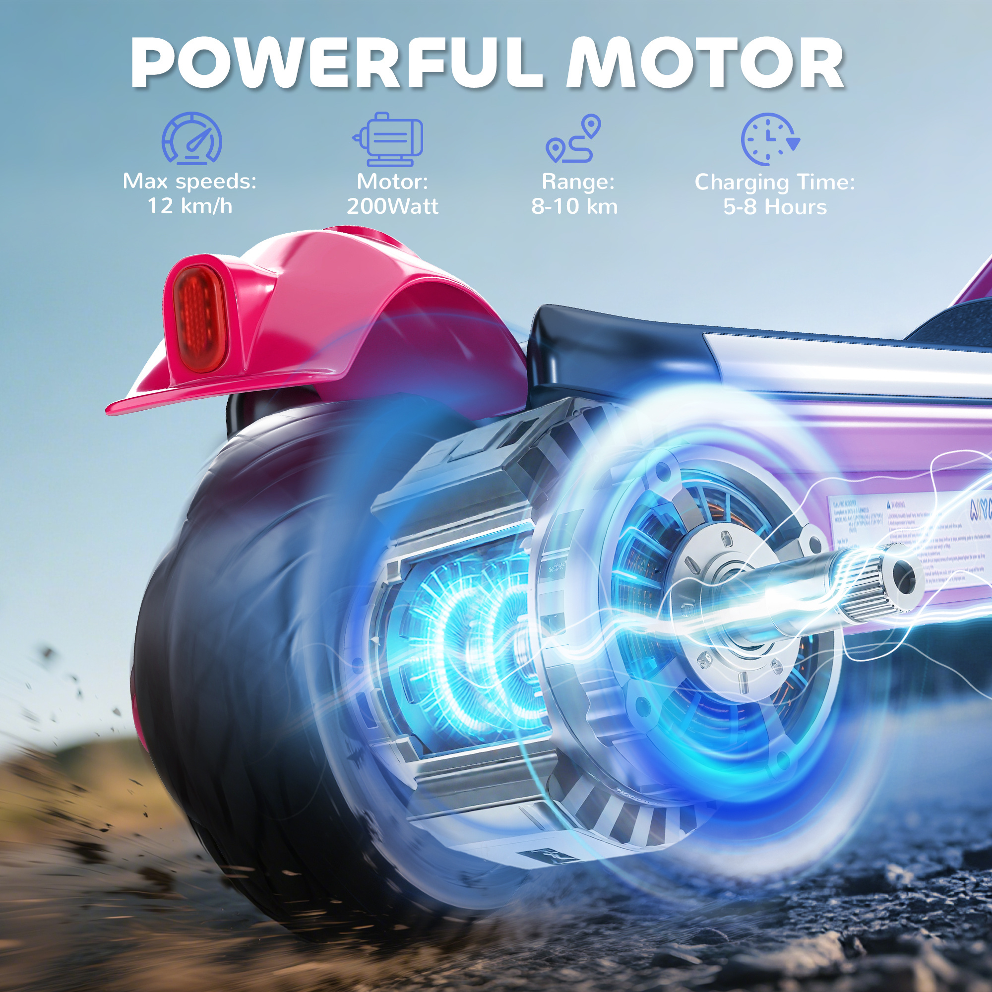 Electric Scooter For Kids Aged 6-14 Years, With Colourful Lights, Pink - Image 5