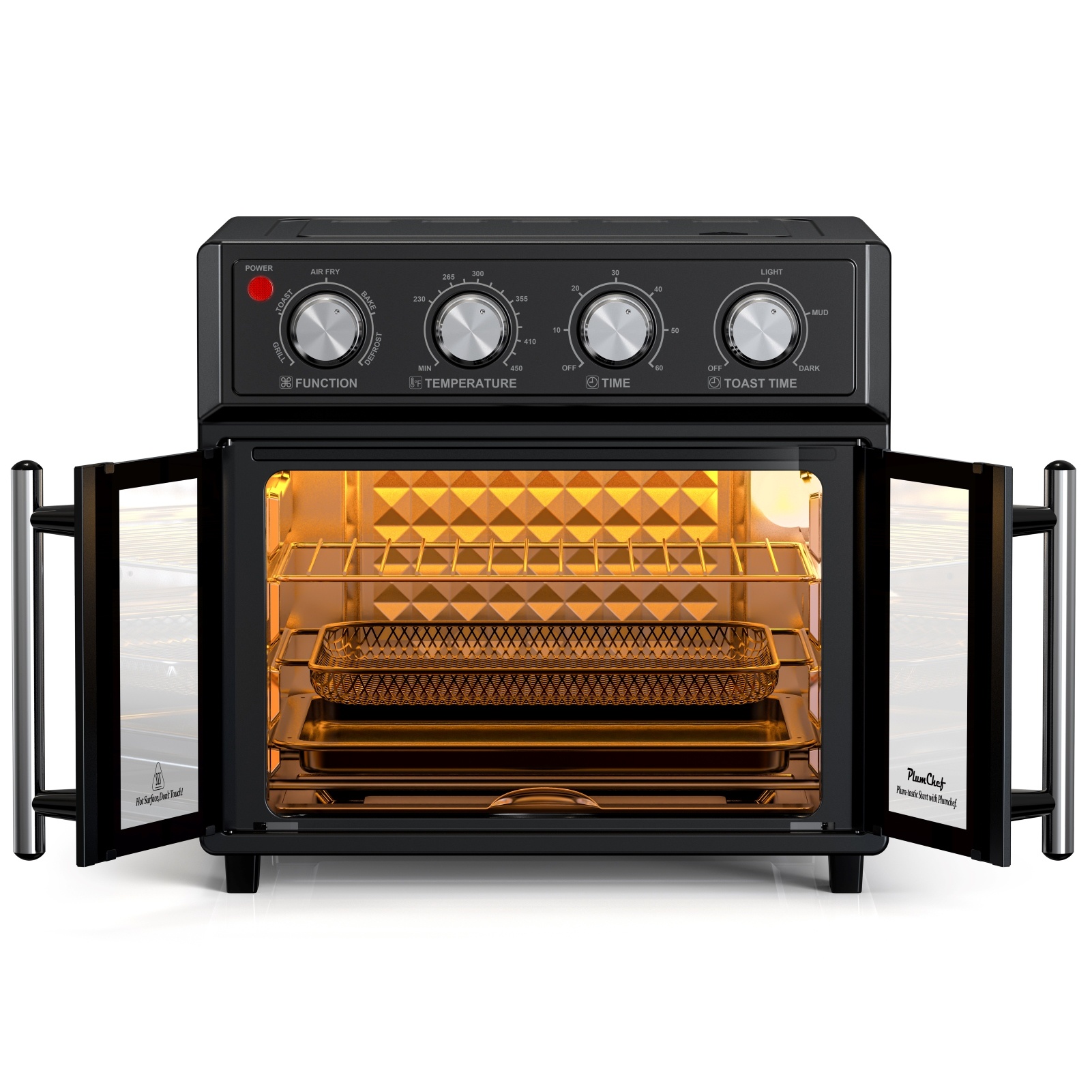29.5 QT Air Fryer Convection Toaster Oven, French Door, 6 Slices, 1700W, Multifunction Oven, Air Fryer, Toast, Grill, Defrost, Bake, Time And Temperature Controls, Black, Amazon Resale Prohibited - Image 5