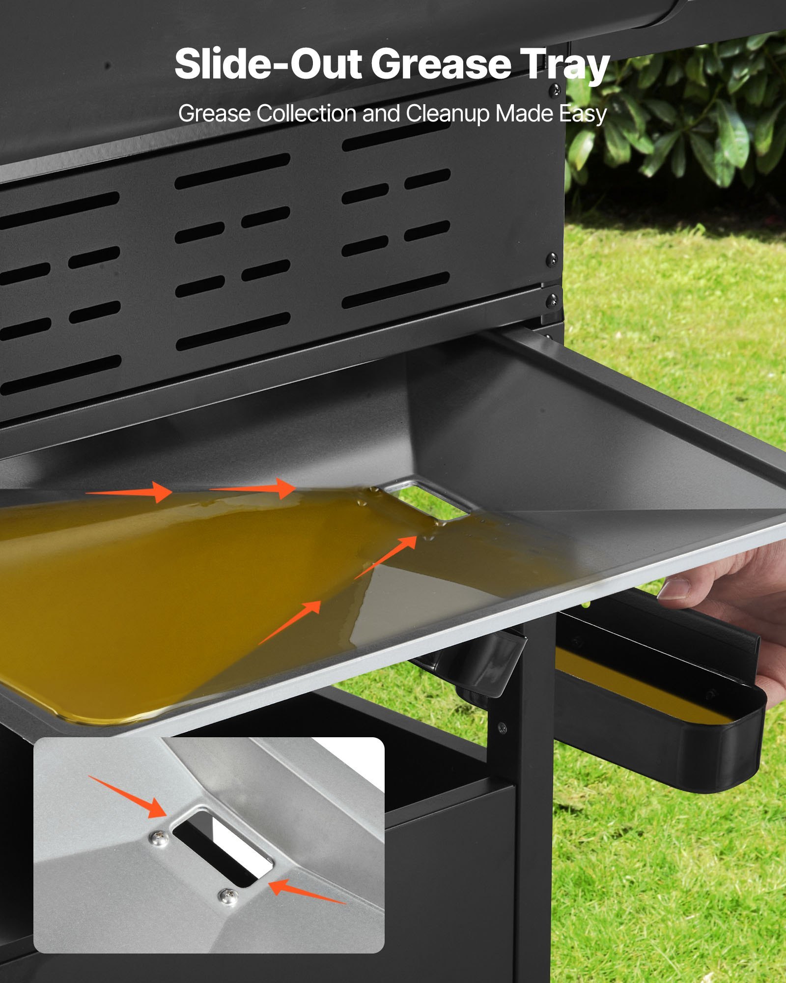 Gas Grill, 4 Burner Propane Gas Grill With Side Burner, 425 SQ.In Grilling Area, Carbon Steel Enamel Grates, Outdoor 52,000 BTU Patio Garden BBQ Grills With Two Side Shelves, Carbon Steel - Image 4