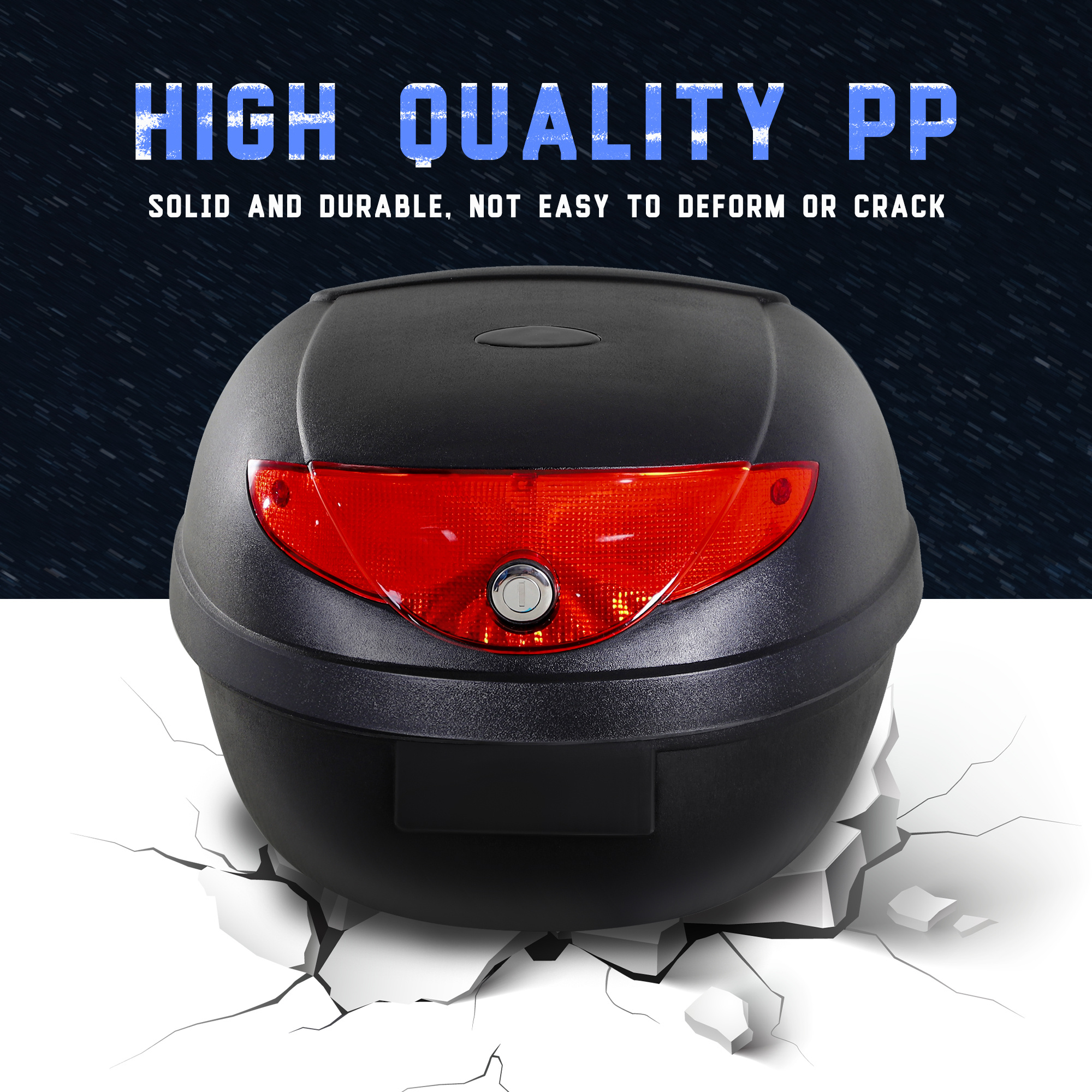 24L Motorcycle Trunk Hard Tail Bike Top Box Rack Mount Luggage Helmet Storage Carrier Case Universal Scooter W/Keys & Plate - Image 5