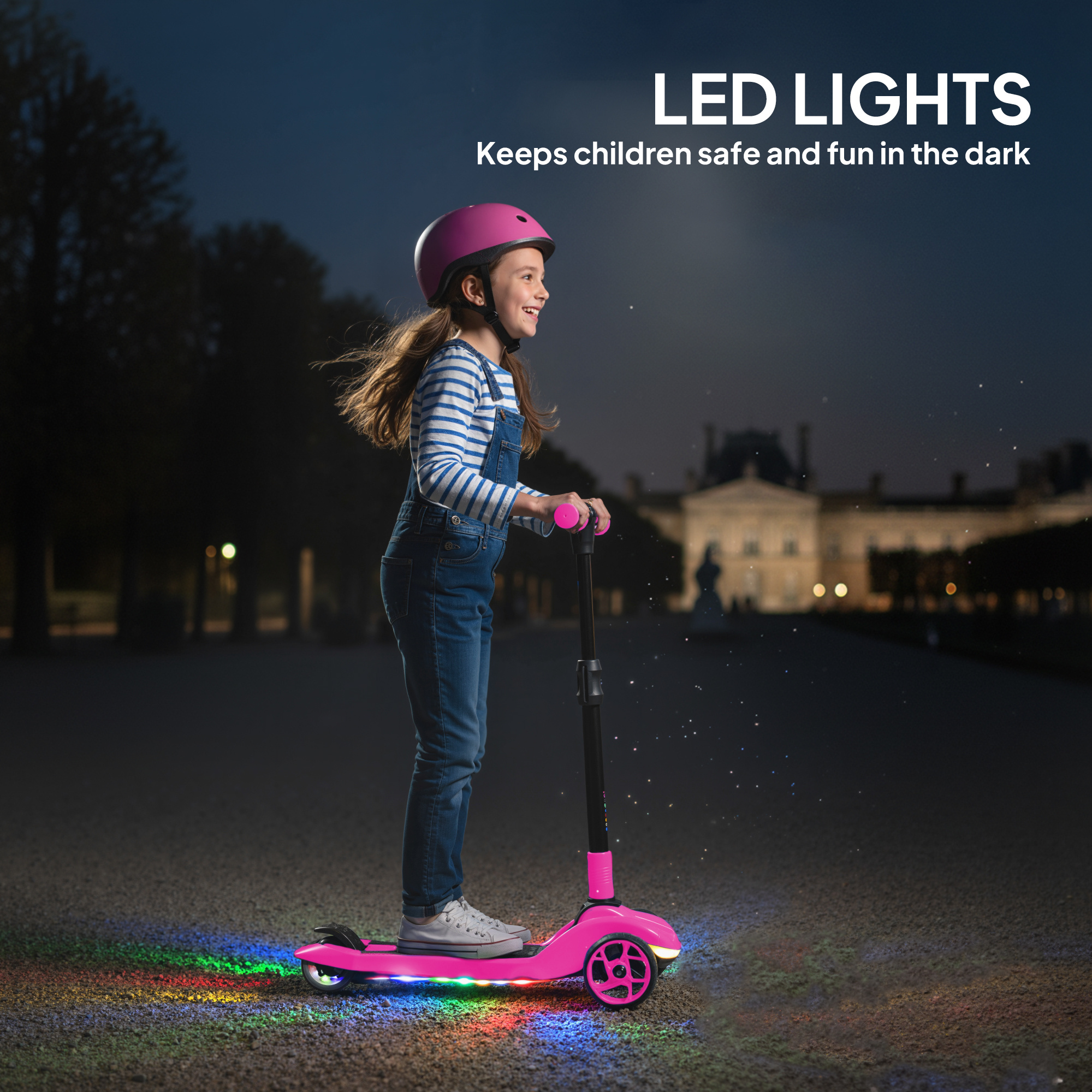 Three-Wheel Foldable Electric Scooter For Kids Aged 6-10 Years, Pink - Image 2