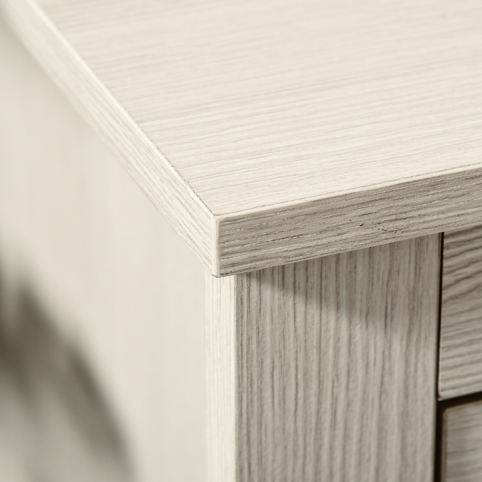 Farmhouse Computer Desk with Storage, Home Office Desk with 2 Drawers and 2 Cabinets, Cream White - Image 8