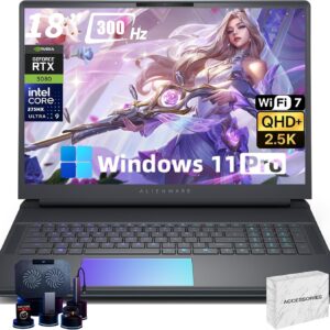 Alienware 18" Area-51 Gaming Laptop Computer - GeForce RTX 5080-16GB GDDR7-18" QHD+ 300Hz - Intel Ultra 9 275HX - AlienFX RGB Lighting - Quad Fan Cooling, Windows 11 Pro(64GB DDR5, 4TB SSD)