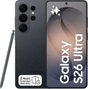 Galaxy S26 Ultra	6.9" Dynamic AMOLED, 200MP Camera, S-Pen, Built-in Privacy Display, Snapdragon 8 Elite Gen 5 Black