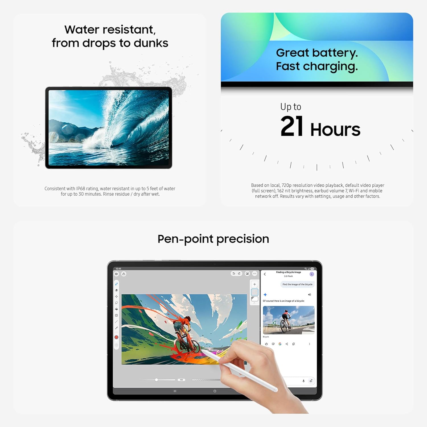 Galaxy Tab S10 FE+ 12.4" LCD, S-Pen Included, 10090mAh Battery, Fan Edition Gray - Image 3