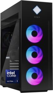 HP OMEN 45L Gaming Desktop GT22-3080, Windows 11 Pro, Intel Core Ultra 7, 32GB RAM, 2TB SSD, NVIDIA GeForce RTX 5080, Black