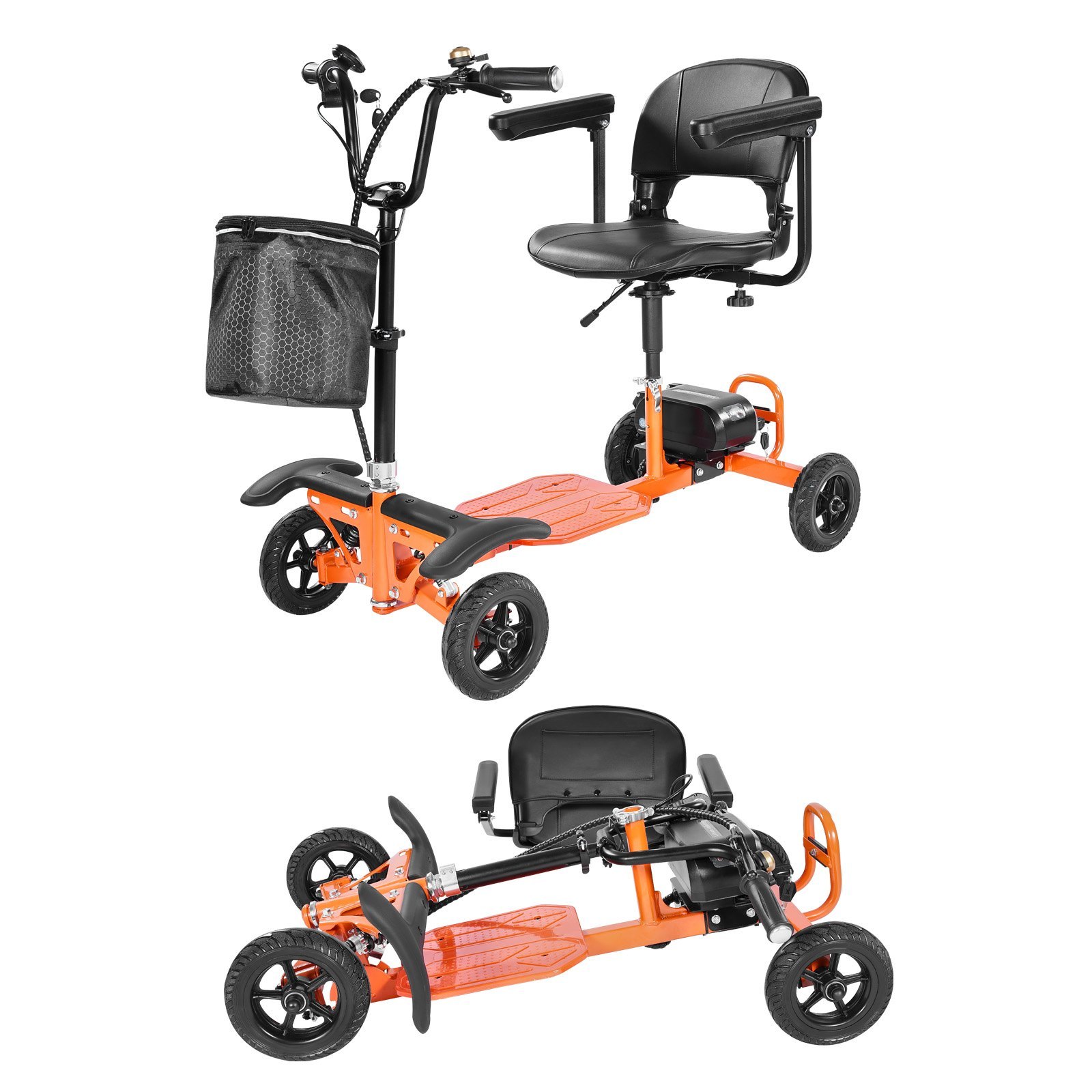 4-Wheel Folding Mobility Scooter For Adults & Seniors, 265LBS Loading Electric Mobility Scooter, All-Terrain Travel Wheelchair With 48V Lithium Battery, 8" Solid Tires & 8° Climbing Capacity