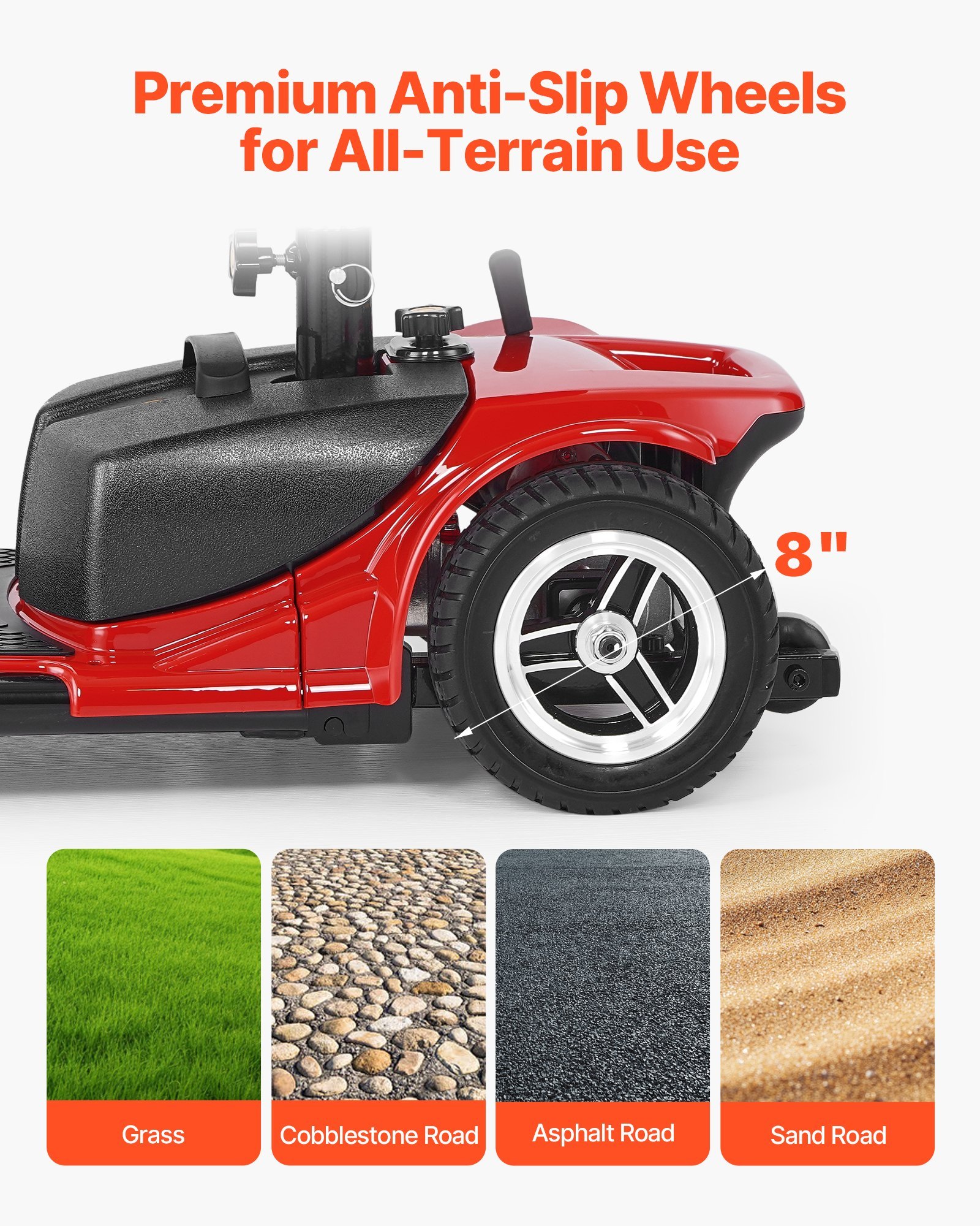 3 Wheel Folding Mobility Scooter For Adults & Seniors, Heavy-Duty Electric Powered Mobility Scooter & 12 Mile Long Range, All Terrain Travel Wheelchair With 9° Climbing Capacity, 265lb Capacity - Image 3