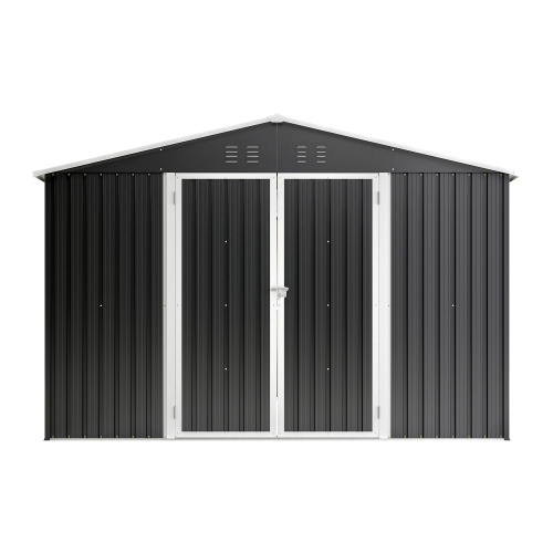 Outdoor Storage Shed 10x12 FT, Utility Metal Tool Storage With Lockable Doors And Updated Frame Structure, Large Metal Garden Shed For Backyard, Patio Lawn, Black - Image 4