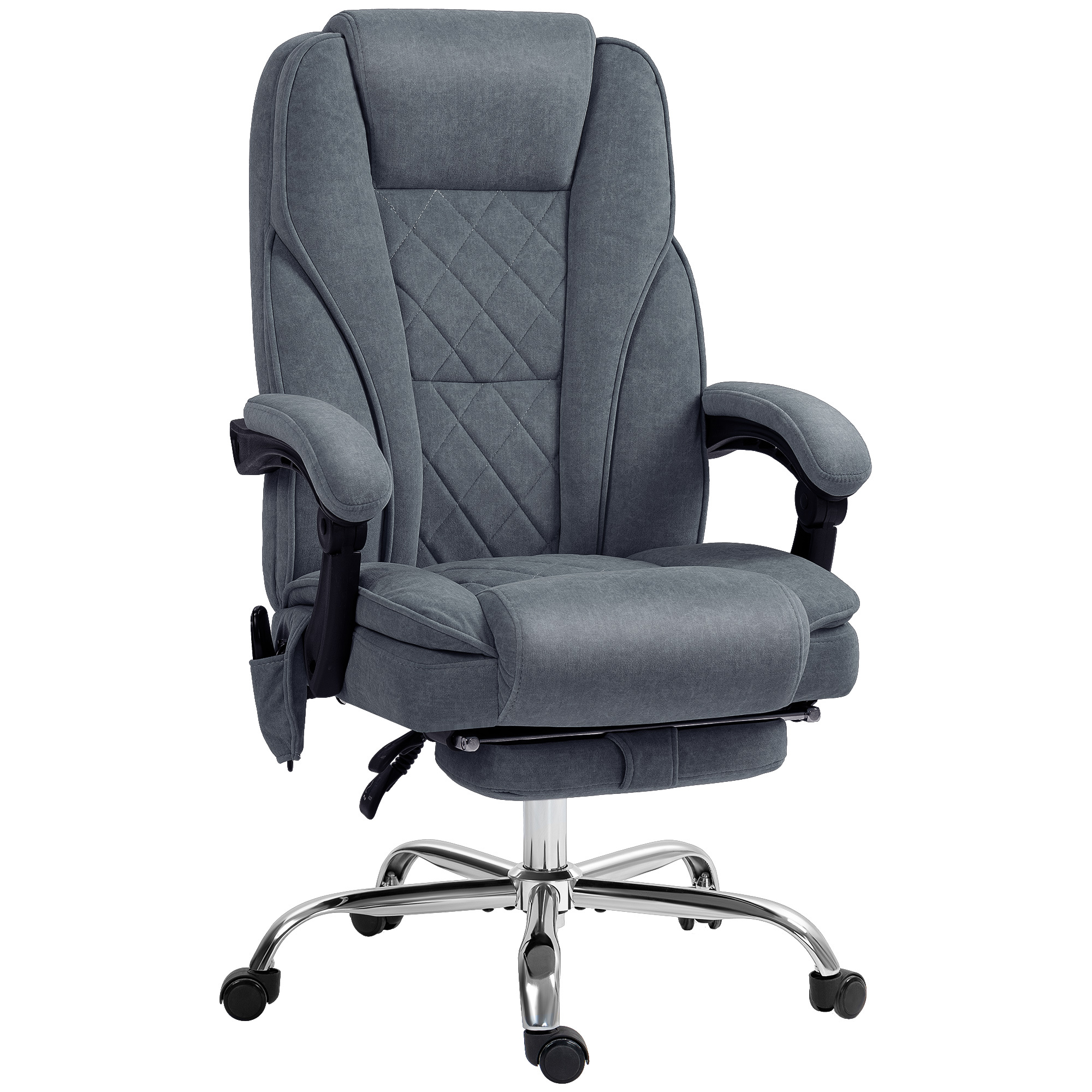 Vinsetto Massage Office Chair, Heated Reclining Computer Chair With Adjustable Height And Footrest, Dark Grey