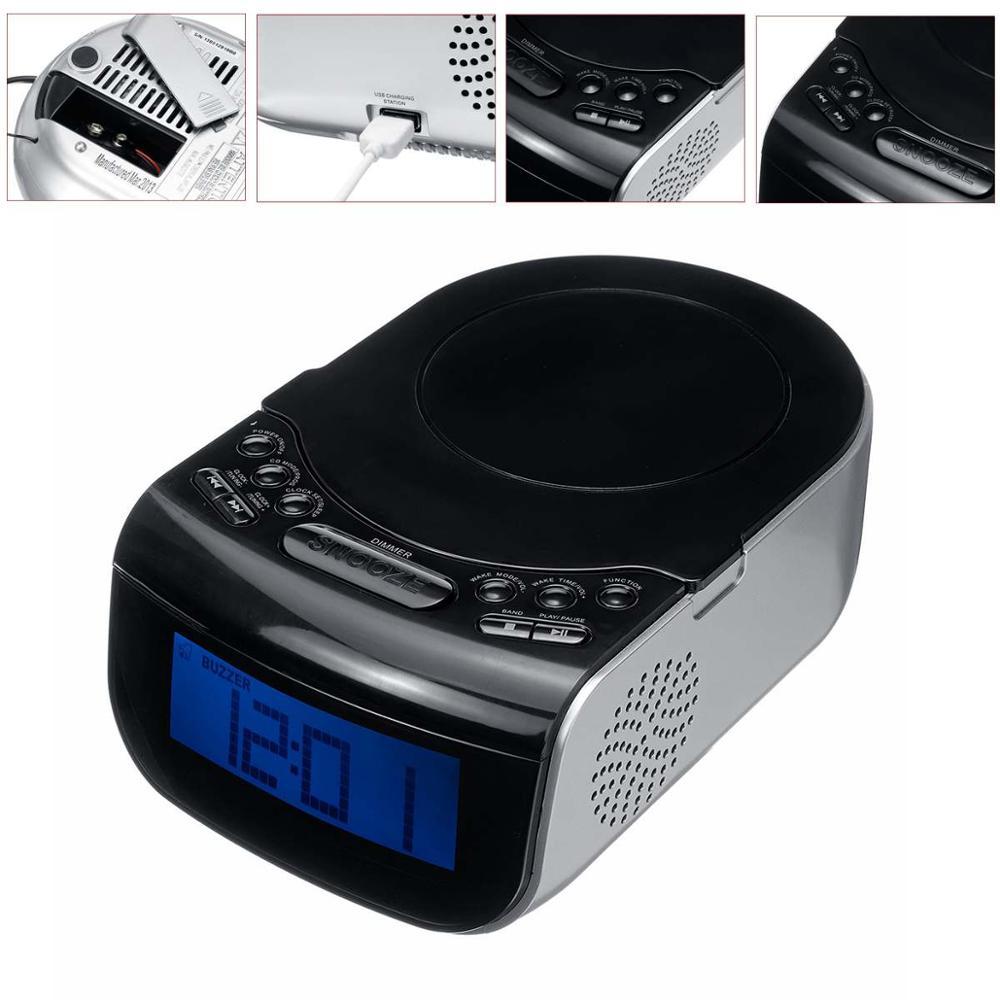 LCD Digital Alarm Dual Speakers Radio CD Music Player - Image 2