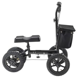 Folding Knee Scooter, Aluminum Steerable Knee Walker With Height-Adjustable Handlebar & Knee Pad, 12" All-Terrain Wheels, Dual Brakes, Leg Recovery Scooter For Broken Ankle Foot Injuries, 350LBS