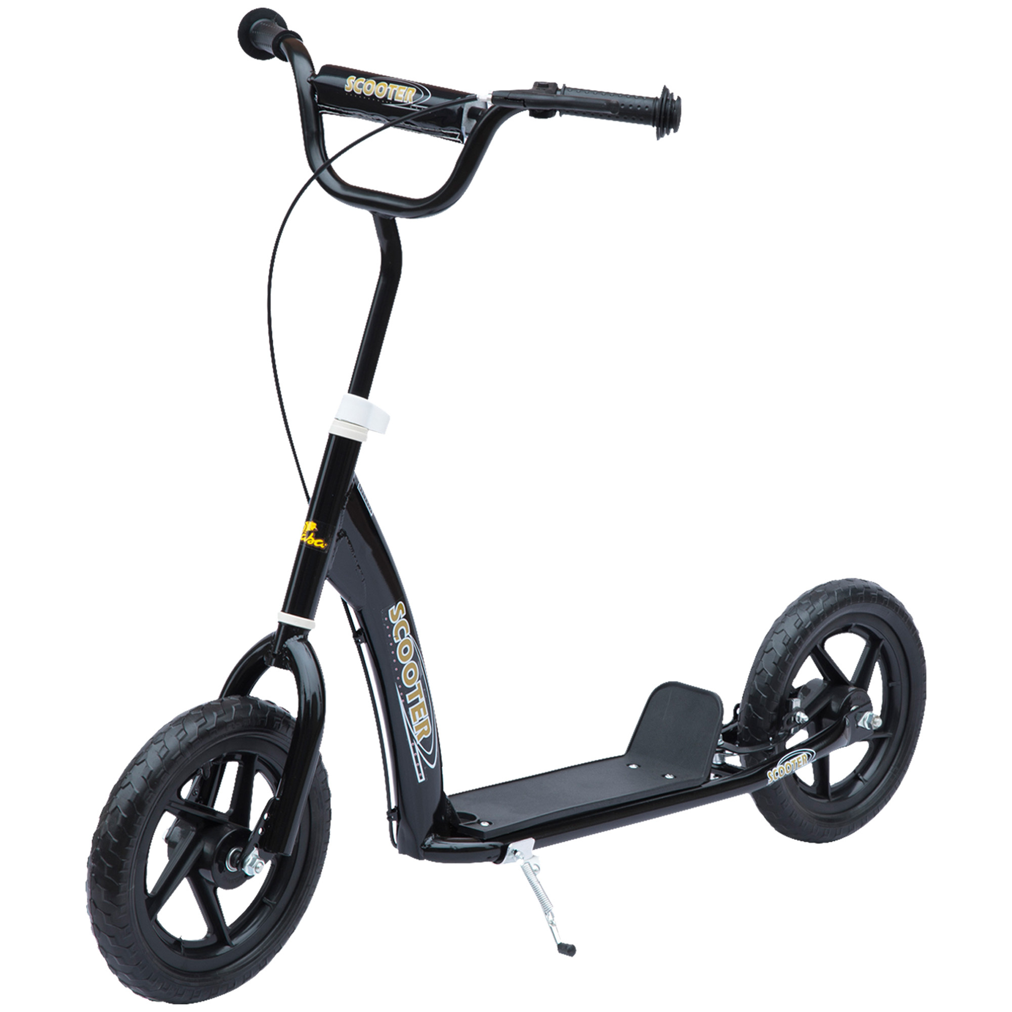 Kids Scooter Kick Scooter, With 12" EVA Tyres, Rear Brake, Big Wheels Scooter For 5-12 Years , Black