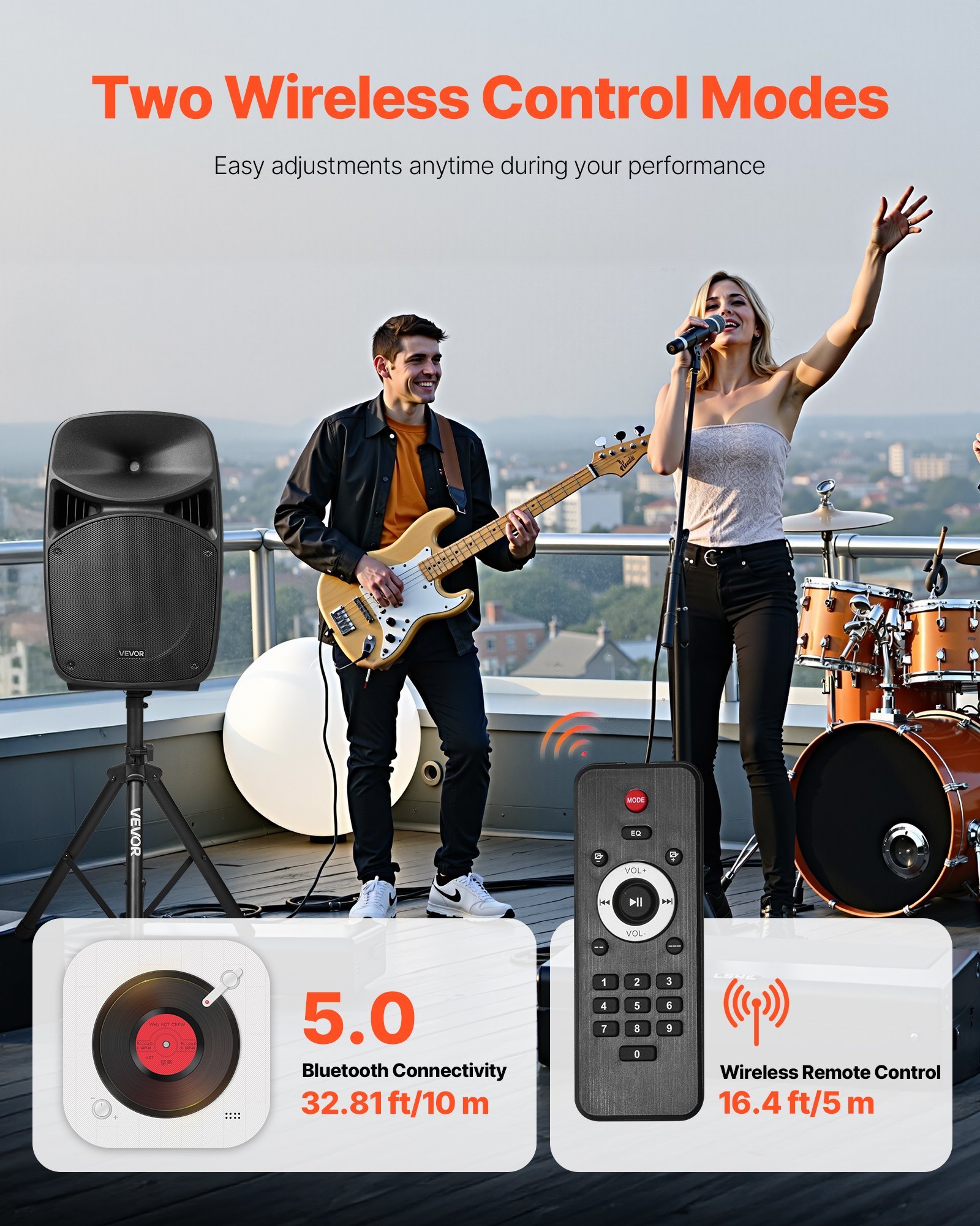 2 X 15 In Speakers Portable PA System 2000W Mixer Bluetooth Mic For DJ Party - Image 3