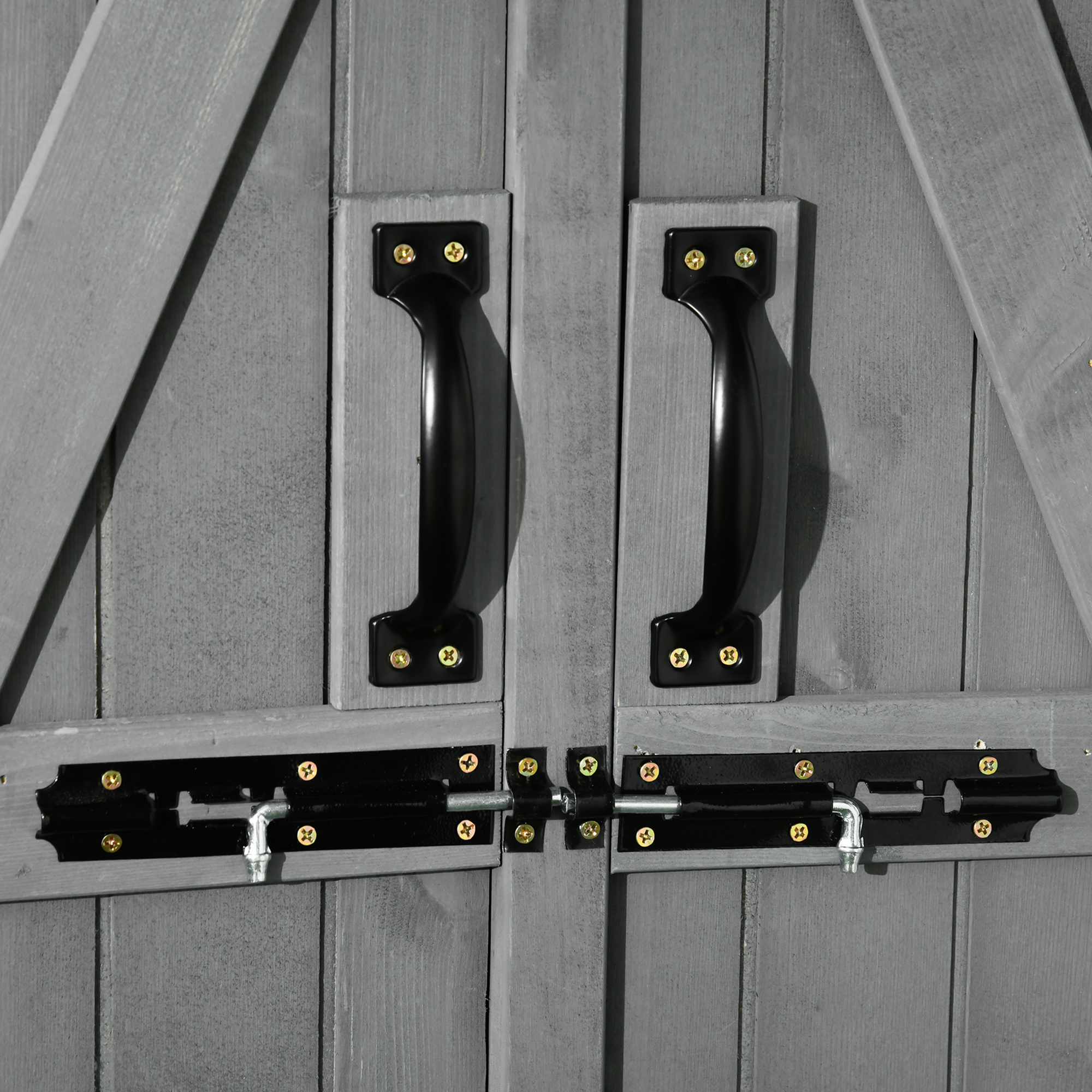 Outdoor Storage Cabinet Wooden Garden Shed Utility Tool Organizer with Waterproof Asphalt Rood, Lockable Doors, 3 Tier Shelves for Lawn, Backyard, Gray - Image 8