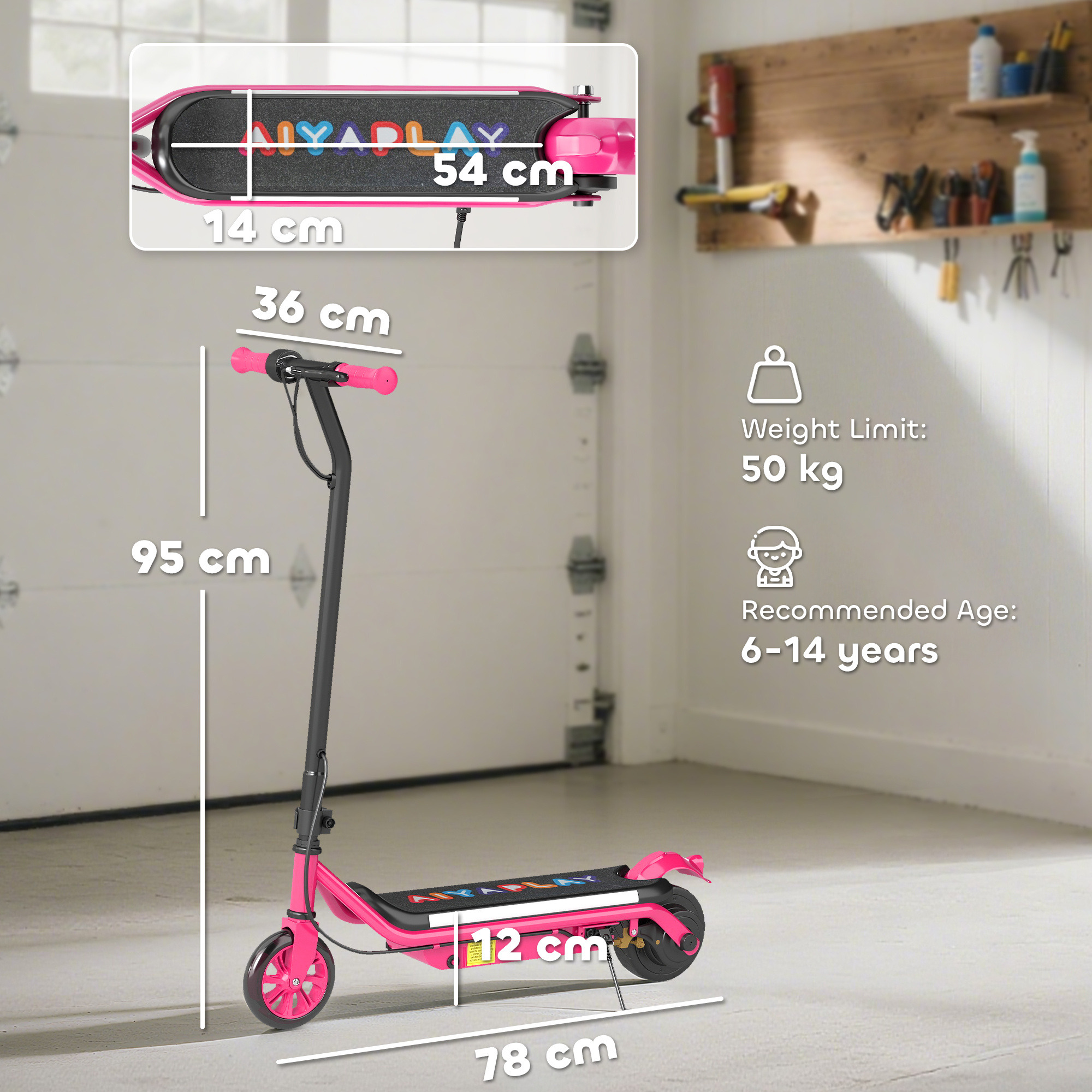 Electric Scooter For Kids Aged 6-14 Years, With Colourful Lights, Pink - Image 2