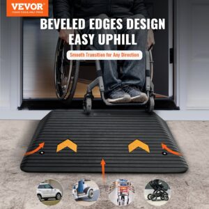 VEVOR Rubber Threshold Ramp, Rise Wheelchair Ramp Doorway, Recycled Rubber Power Curb Ramp Rated 33069 Lbs Load Capacity, Non-Slip Textured Surface Rubber Ramp For Wheelchair Car Scooter