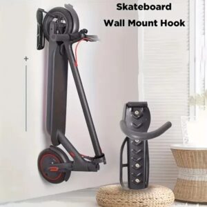 Wall-Mounted Storage Hook For Bikes And Scooters, Movable Garage Rack With 50 Lbs Capacity, Suitable For Mi Electric Scooter M365/PRO And Balance Scooter Nine ES1 ES2 - Black Metal