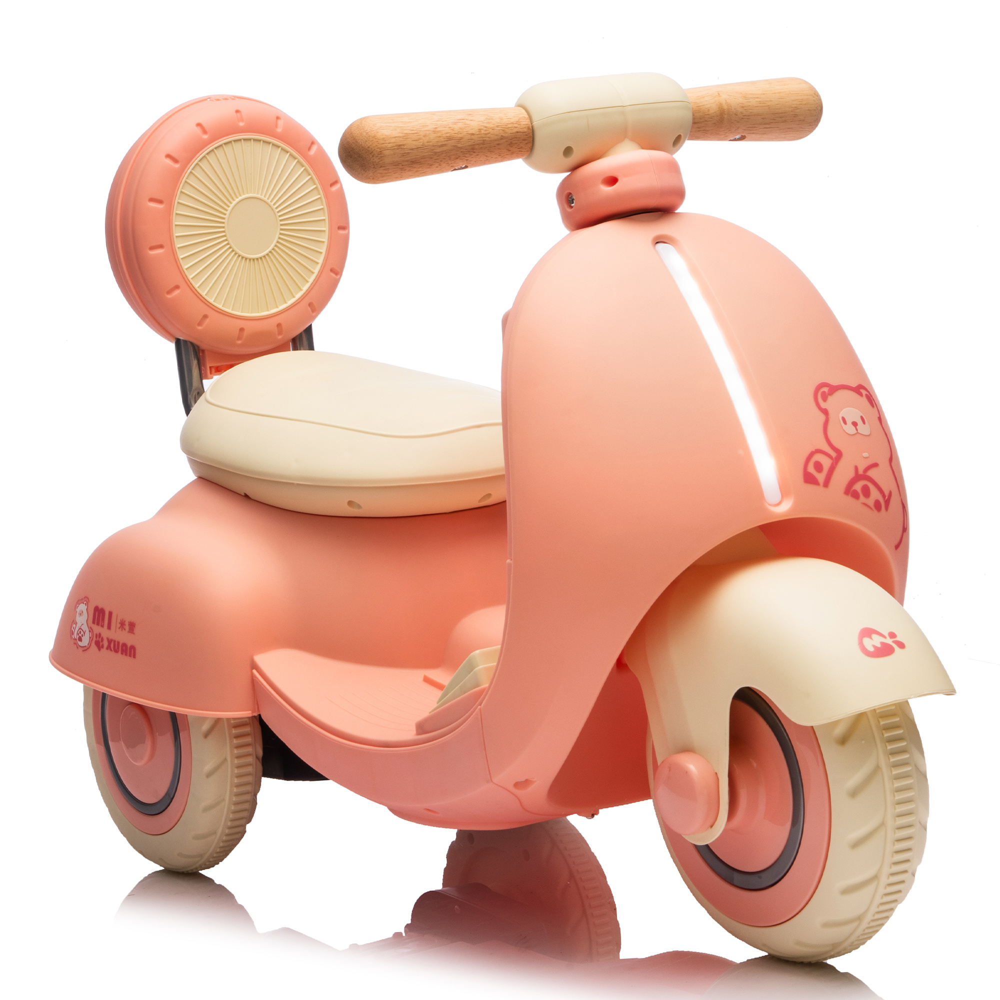 12V Kids Ride On Electric Motorcycle,Toddler Scooter W Parents Control,Three-Wheel Stable Design,Special Wooden Handle,Smoother Output And Slow Start&Stop,More Suitable For 1-3 Years BABY's First Toy. - Image 3