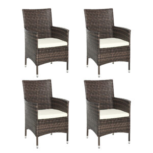 4 PC Rattan Chair Set, Patio Sofa Chairs Set, Cushioned Outdoor Rattan Furniture