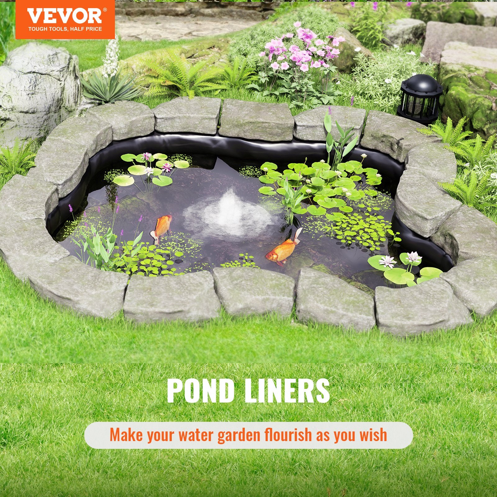 Pond Liner, 10 X 15 Ft 45 Mil Thickness, Pliable EPDM Material Pond Skins, Easy Cutting Underlayment For Fish Or Koi Ponds, Water Features, Waterfall Base , Fountains, Water Gardens, Black - Image 5