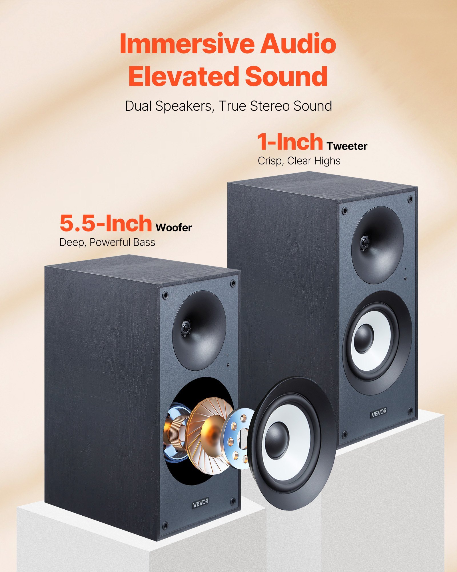 Active Powered Bookshelf Studio Monitor Speakers 25W X2 Bluetooth Coaxial Stereo - Image 3