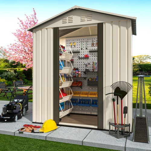 Outdoor Storage Garden Shed 5FTx3FT Roof White - Image 5