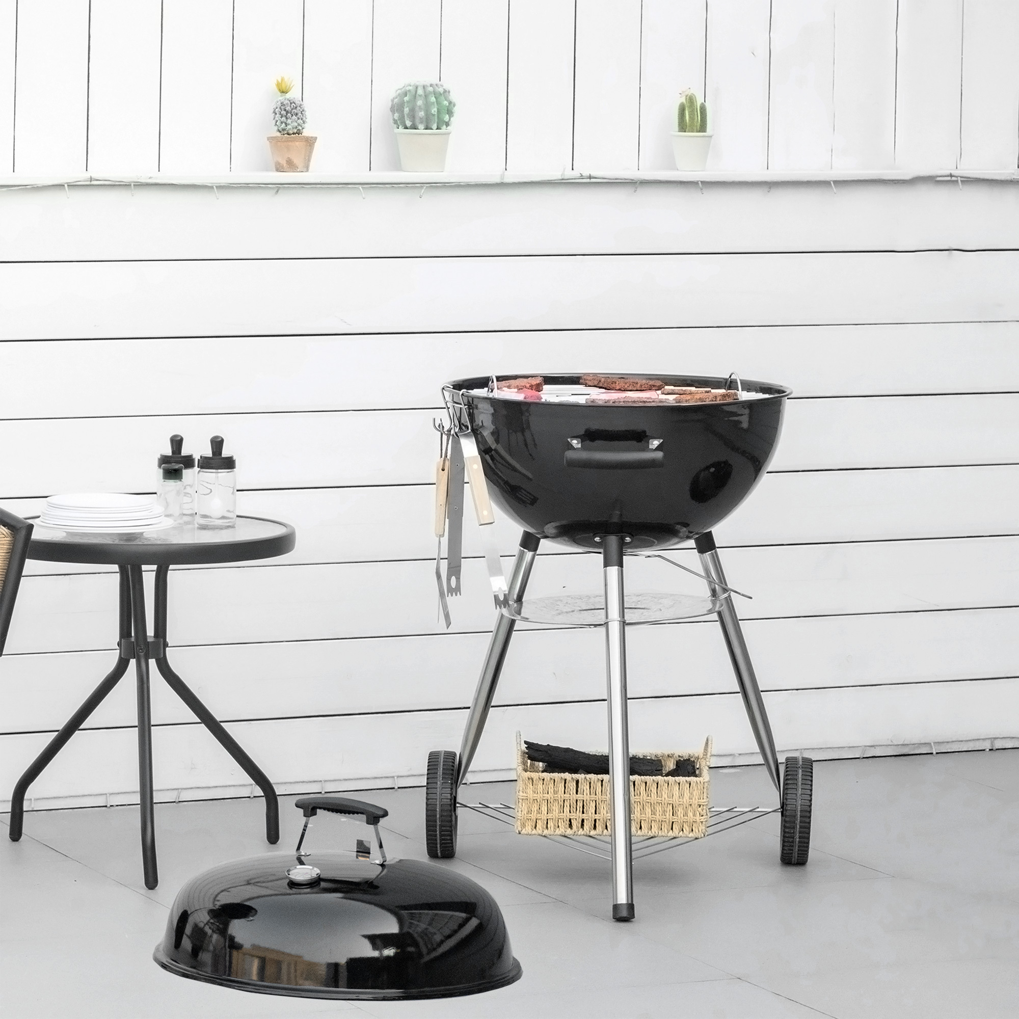 Portable Kettle Charcoal Grill - Black - Image 3