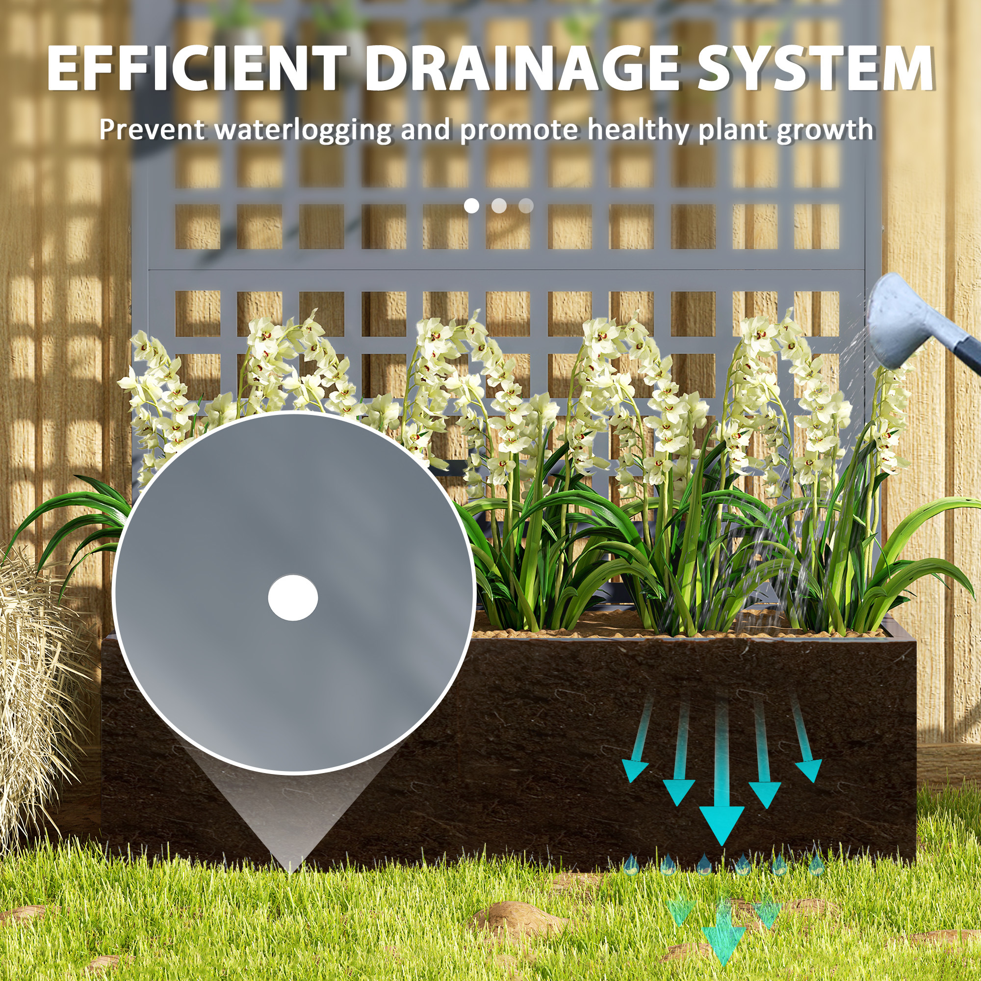 Galvanized Raised Garden Bed Planter Box with Trellis for Climbing Plants, Vegetable, Vines, 43" x 16" x 70", Gray - Image 6