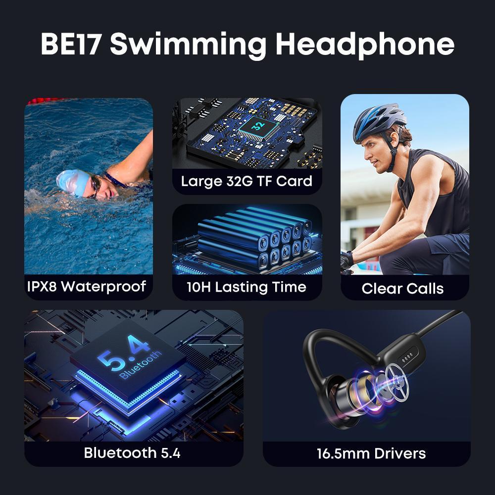 IPX8 Waterproof Headphones, Swimming-specific Bluetooth Headphones, Sports Wireless Earbuds With 32G TF Card, Stereo Bone Conduction Headphones - Image 3