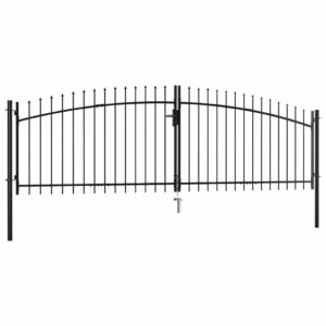 Double-leaf garden gate with spearheads 400×175 cm Double-leaf garden gate